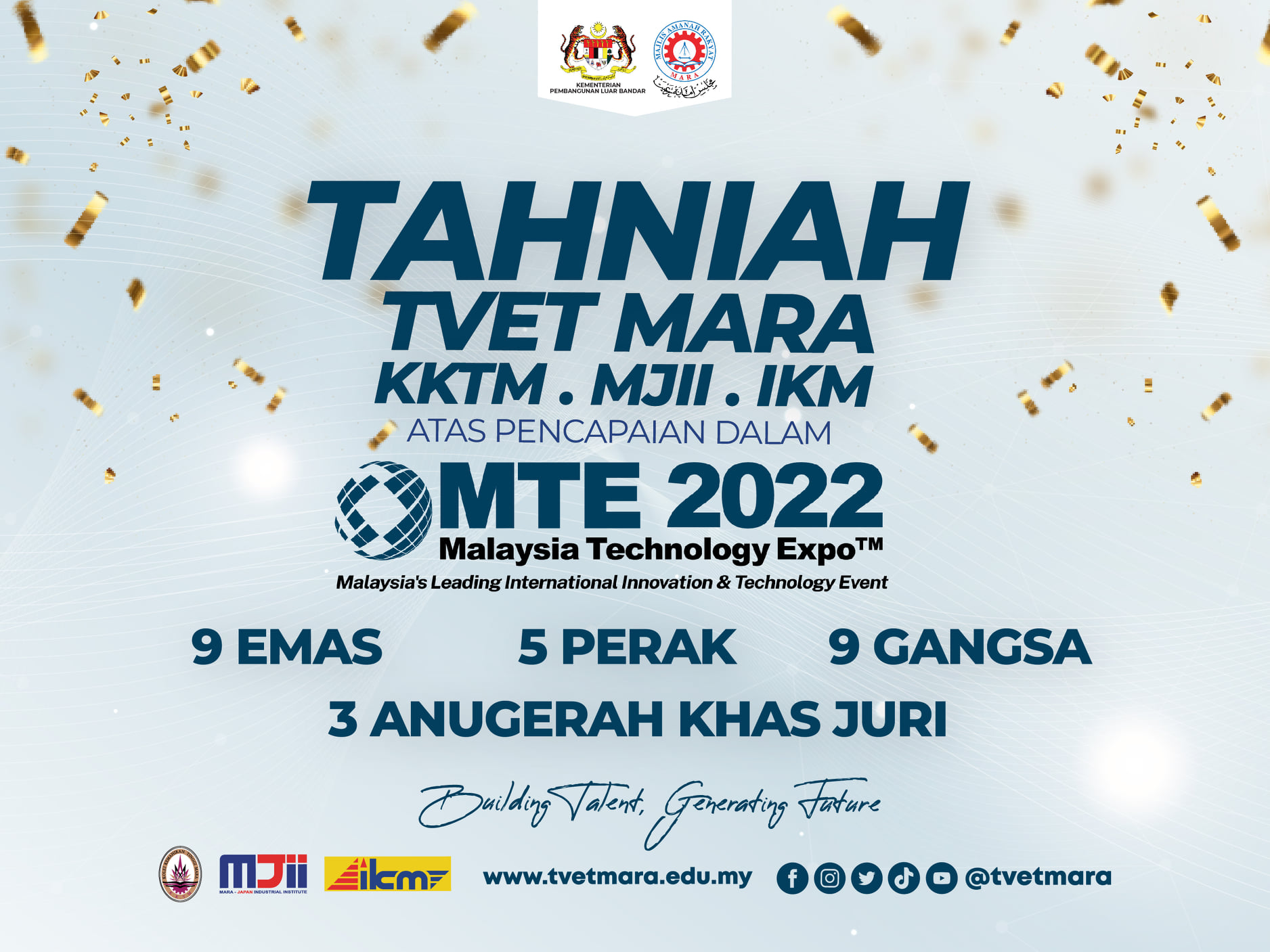 Projek Inovasi TVET MARA Raih Pelbagai Pingat di Malaysia Technology Expo (MTE 2022)